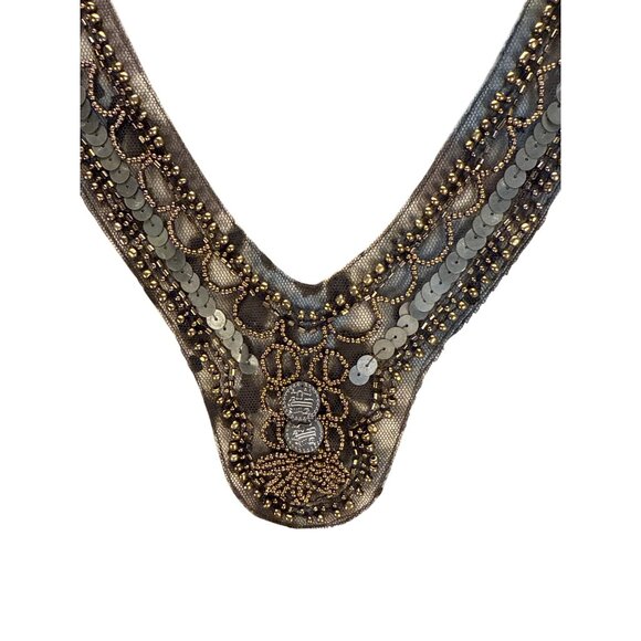 Dressbarn Plus Size 1X Embellished Sheer Animal Print Blouse Chiffon Tunic Top - Picture 5 of 7